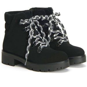 Aquatalia Juliet Shearling-lined Suede Hiking Boots